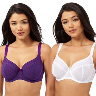 Gorgeous DD+ Pack of two dark purple and white t-shirt bras